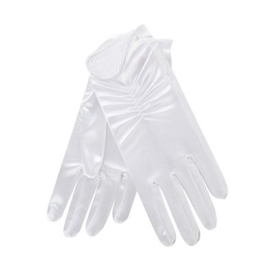 Debenhams Girls' white ruched gloves